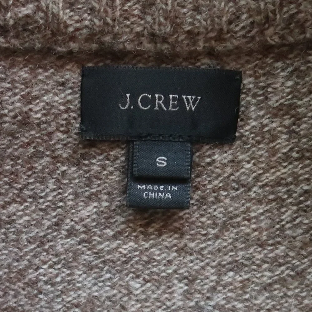 J.Crew Men's Marled Lambswool Shawl Collar Pullover Sweater Long Sleeve Cozy S